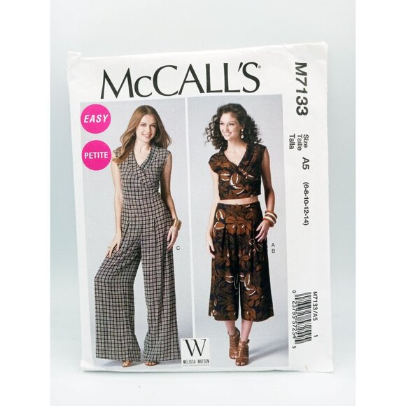 McCall's 7133 Jumpsuit Top & Pants Melissa Watson Uncut Sewing Pattern SZ 6-14 - Picture 1 of 2